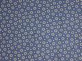 Textile panel (sample) of blue cotton with print of white polka-dots