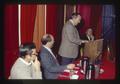 Tom Savage introducing Charles Vars at Triad Club meeting, Oregon State University, Corvallis, Oregon, 1990