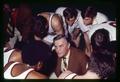 Coach Ralph Miller talking to his team during a timeout, Oregon State University, Corvallis, Oregon, circa 1970