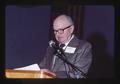 Giles French speaking at Oregon Wheat Growers League conference, Moro, Oregon, 1976