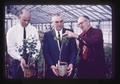 Roy Young, Earl Price and John Milbrath in greenhouse, Oregon State University, Corvallis, Oregon, August 1961