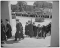 Commencement processional going up the steps into the coliseum, June 3, 1951