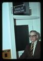 Wilbur Cooney by office door, Oregon State University, Corvallis, Oregon, 1975