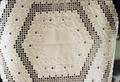 Original six sided piece of embroidered Hardanger cloth, made 1979, close up
