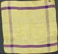 Handkerchief of hand woven yellow silk with intersecting band of violet silk