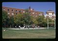 Poling Hall and Weatherford Hall with volleyball court in front, Oregon State University, Corvallis, Oregon, circa 1972