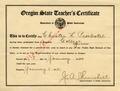 Teaching certificate issued to Chester Proebstel, January 8, 1920