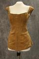 Corset of brown sateen with quilted bust and center-back lacing