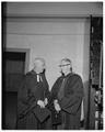 President Strand (right) and a colleague at commencement, June 1959