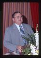 Dee Andros speaking at a Triad Club meeting, Oregon State University, Corvallis, Oregon, 1976