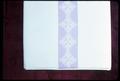 2 pillowcases, 20 x 31 inch with 2 different kinds of tatting, blue made 1977, purple made 1978