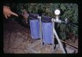 Water filter on drip irrigation in blackberries, North Willamette Experiment Station, Aurora, Oregon, circa 1973