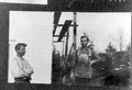 Building Mt Hebo Ranger Station, Oregon 1911. Helm on left, Russell on right.