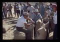 People sewing seed sacks, Dufur, Oregon, 1979