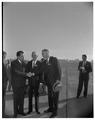 Vice-President Richard Nixon shaking hands with OSC President A.L. Strand, October 26, 1954