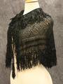 Cape or Capelet of open-weave black silk tape yarn with accents of jet beads