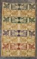 Textile Panel of double cloth linen and cotton in a pattern of blocks with lion, griffin and falcon or eagle motifs in each