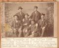 ""Beau Bremmels"" of The Dalles - 1883 - Standing: D.L. Cates & John Stackhouse, Seated: Al Bettengen, C.L. Phillips, James Frenier and Frank Fulton, Dec. 8, 1883