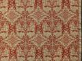 Textile Panel of burnt orange and sage green cotton, rayon damask in an intricate pattern featuring Sassarian rulers