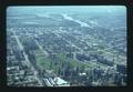 Aerial view, looking east, of Oregon State University lower campus and downtown Corvallis, Oregon, 1975