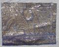 Textile sample of metallic gold and periwinkle woven silk brocade