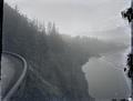 Columbia River and railroad from highway overlook (Mitchell Point or Rowena Loops?)