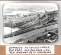 Entrance to Celilo Canal, Big Eddy, U.P. Railroad and Old Highway 30 in foreground