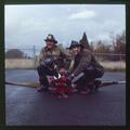 Student fire fighters posing near campus