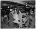 Home Economics students visiting a textiles factory on a field trip, April 1952