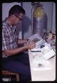 Dr. William Stephen with leaf cutter bees, Oregon State University, Corvallis, Oregon, 1968