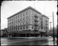 Washington Hotel (Nortonia Annex) at 12th and Washington, Portland. Bush & Lane Piano Co. on corner.