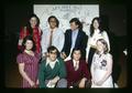 AFS students in front of map of the world, Oregon State University, Corvallis, Oregon, circa 1971