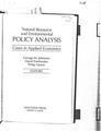 Chapter 1 - The Role of Economics in Natural Resource and Environmental Policy Analysis