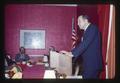 Oregon State University Vice President Clifford Smith speaking at Triad Club meeting, Corvallis, Oregon, March 1979