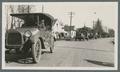 US Army staff car leading truck parade, circa 1920