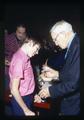 John Fowler at 90th birthday showing 1883 coin to Kevin Oliver, Mid Valley Coin Club, Corvallis, Oregon, circa 1973