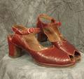 Platform sandals of dark red reptile leather with open-toe