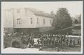 Group of cadets next to old Gymnasium and Armory, circa 1920