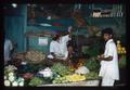 Produce market stall, Delhi, India, 1960