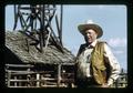 Reub Long by windmill at Harrison Ranch, near Fort Rock, Oregon, circa 1972