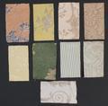 Textile Swatches of various block print cotton in various colors - some with metallic thread