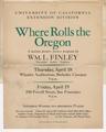 Advertisement for "Where rolls the Oregon" lecture