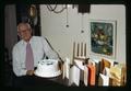 John Fowler with 90th birthday cake, Corvallis, Oregon, circa 1973