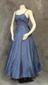 Bridesmaid Dress of powder blue taffeta with structured bodice with spaghetti straps and full-length, A-line skirt