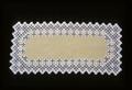 21 x 9 1/2 yellow Hardanger runner, one of the first, the second actual piece that Mrs. Hauke made, circa 1971