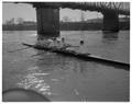 The Delta Tau Delta intramural crew team rowing on the Willamette River