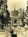 Oregon State Capitol building covered in snow