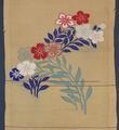 Textile Panel of ochre silk with hand-embroidered flowers