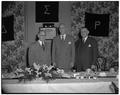 Earl W. Wells, John Gray, and C.B. Mitchell at Forensics dinner, 1952