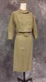 Skirt suit of olive linen (wool?) knit